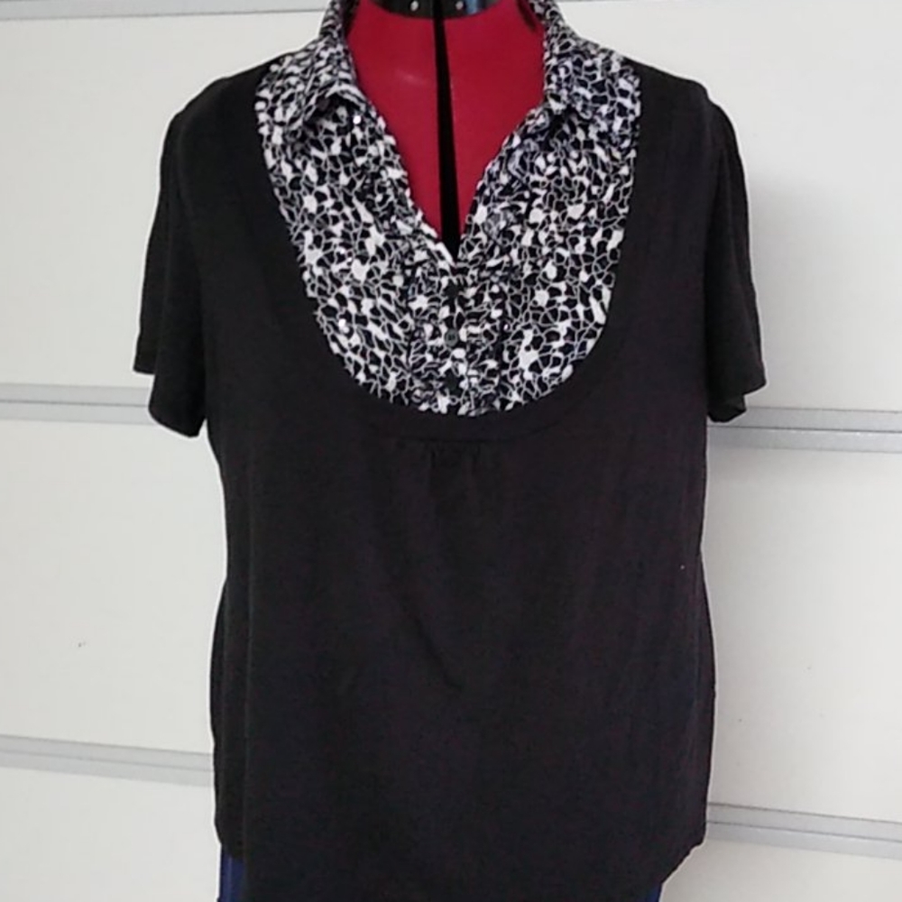 NWT Style & Company Women's black and print top 3X